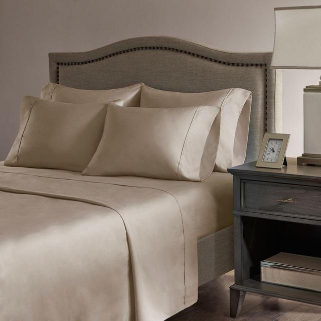 Madison Park Hotel 800-Thread-Count Cotton Rich Queen Sheet Set in Khaki