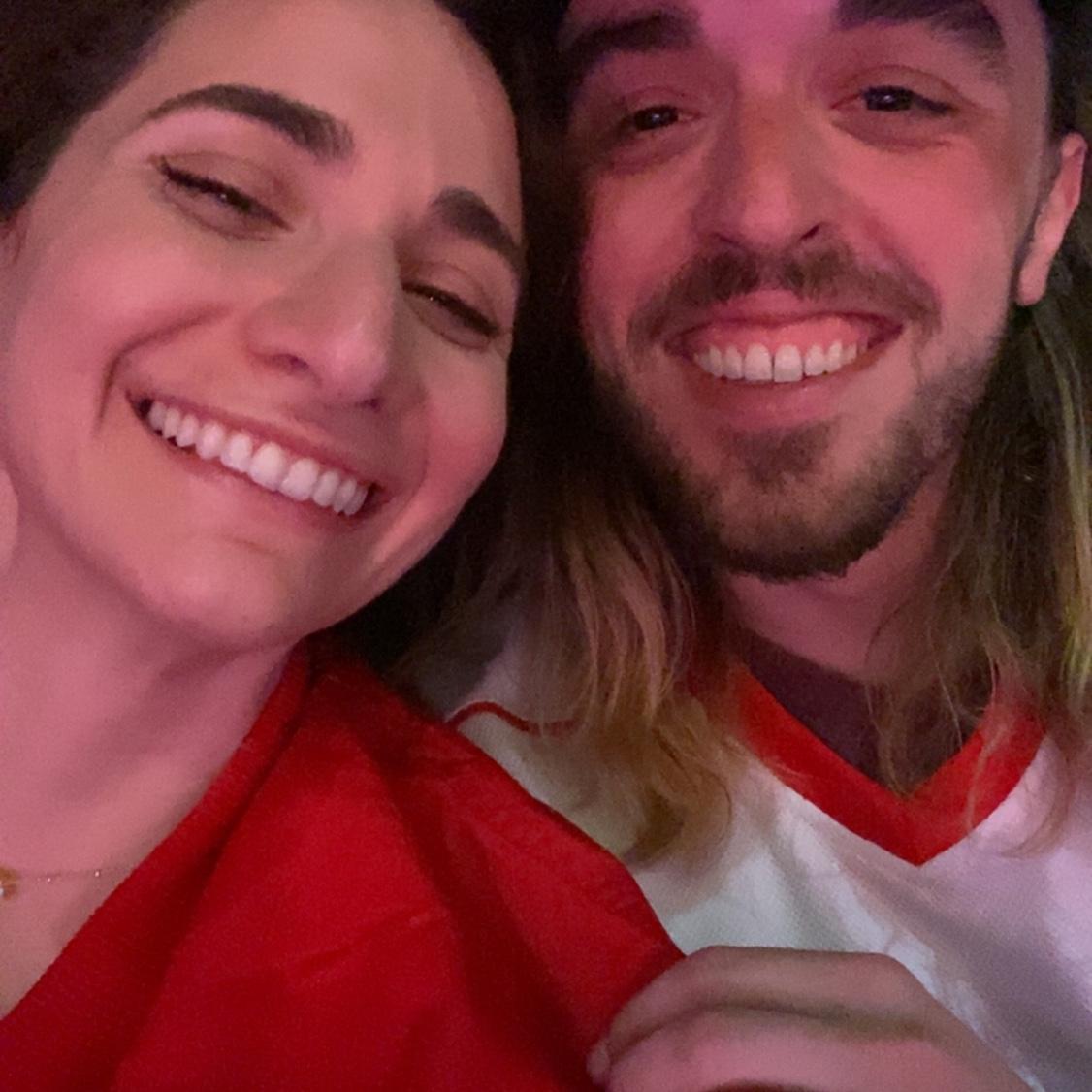 Celebrating Sarah's birthday at our first Red Wings game