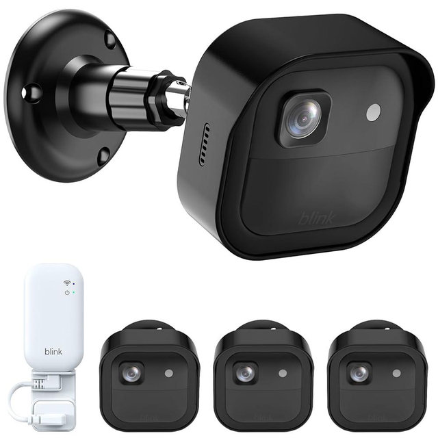 Blink Camera Mount for Outdoor 2K+, 3 Pack Protective Housing and 360° Adjustable Bracket, Snap-On Case for Easy Battery Change, Cable Management Blink Sync Module Mount(Black)