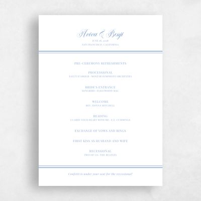 Dusty Blue Wedding Program - Stauffer Letterpress