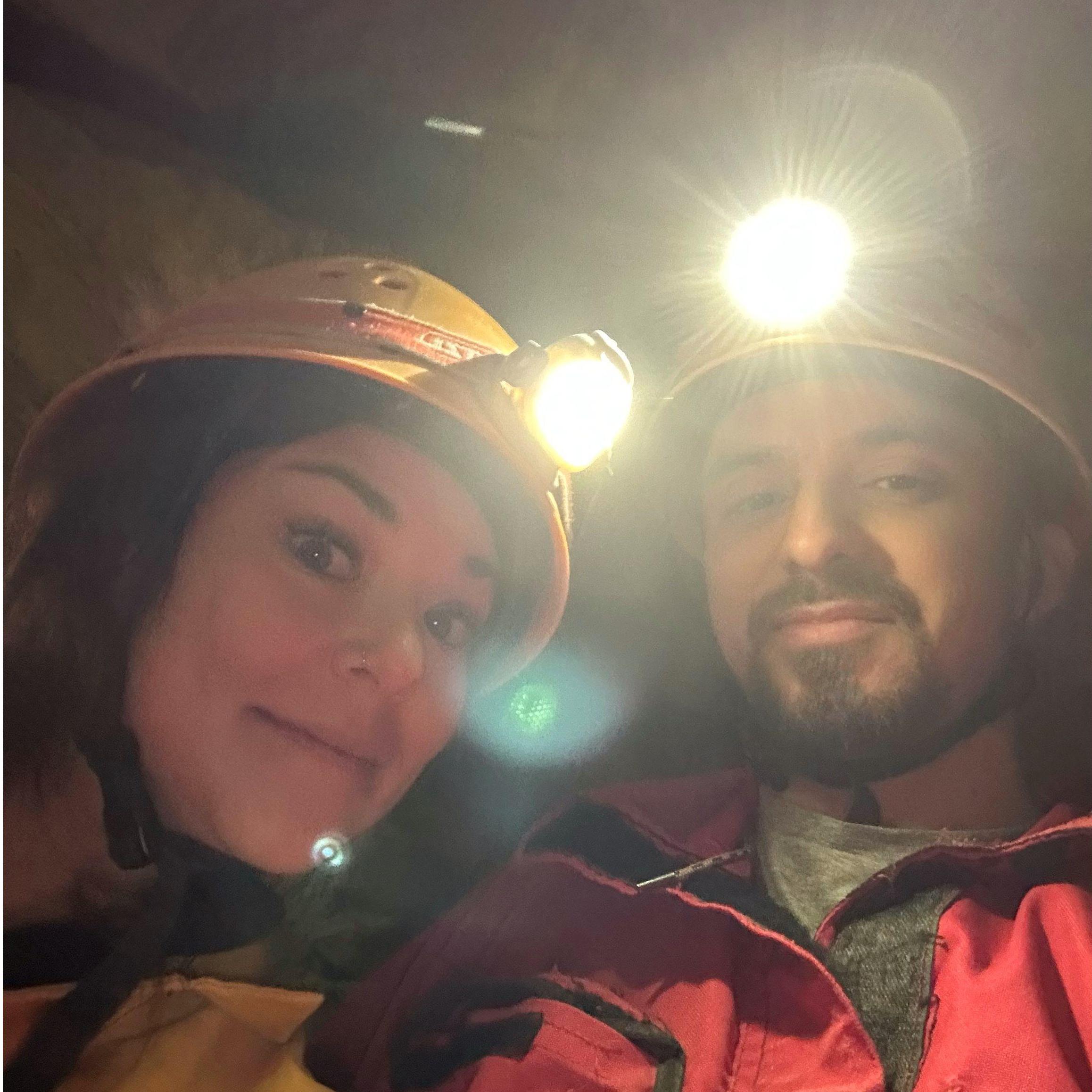 Exploring caves in Budapest.