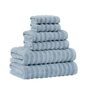 Luxury Cotton Ribbed Texture Towel Set - Light Blue