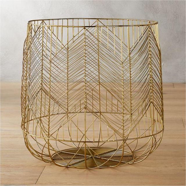 Blanche Large Gold Metal Basket - CB2
