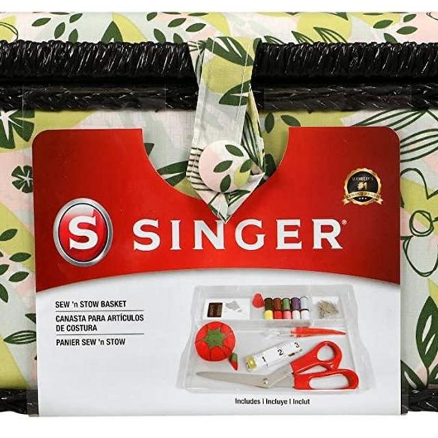 SINGER Large Basket, Nature’s Flora Sewing backet with notions