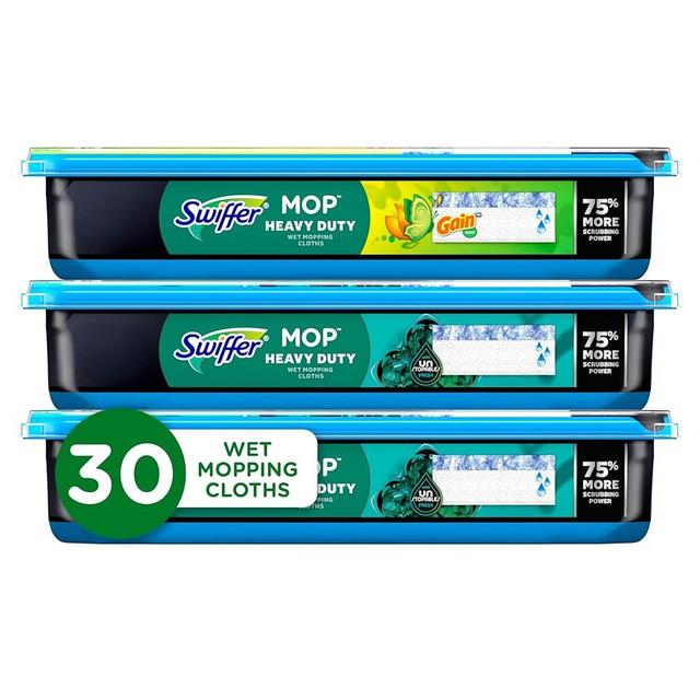 Swiffer Heavy Duty Mop Wet Multi-Surface Cloth Refills for Floor Mopping and Cleaning, Gain and Unstopables Scents, 30 count