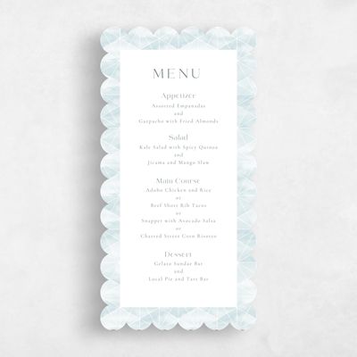 Blue Scalloped Wedding Menu - Orion