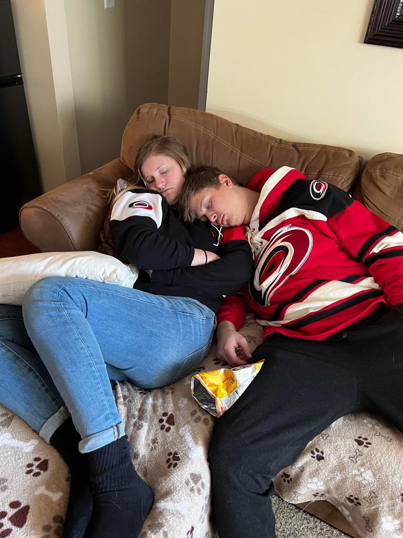 Right before a hurricanes game we of course had to pregame and by that I mean take a long nap so we would be ready lol.