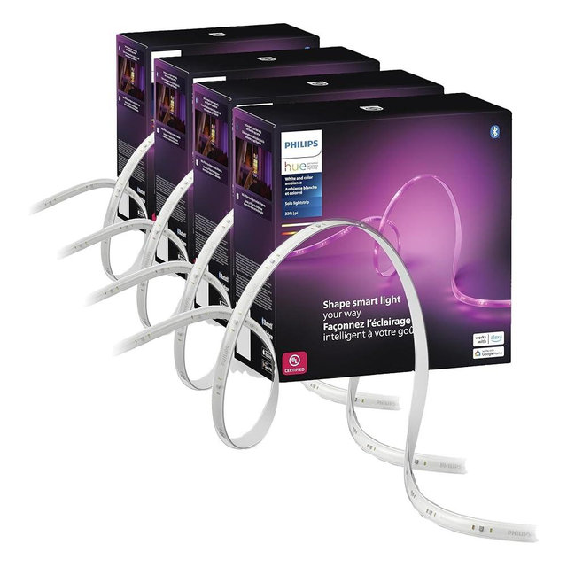 Philips Hue Indoor 16 Ft Smart LED Solo lightstrip Base Kit - 1 Pack - Control with Hue App - Compatible with Alexa, Google Assistant and Apple HomeKit| (Pack of 4)