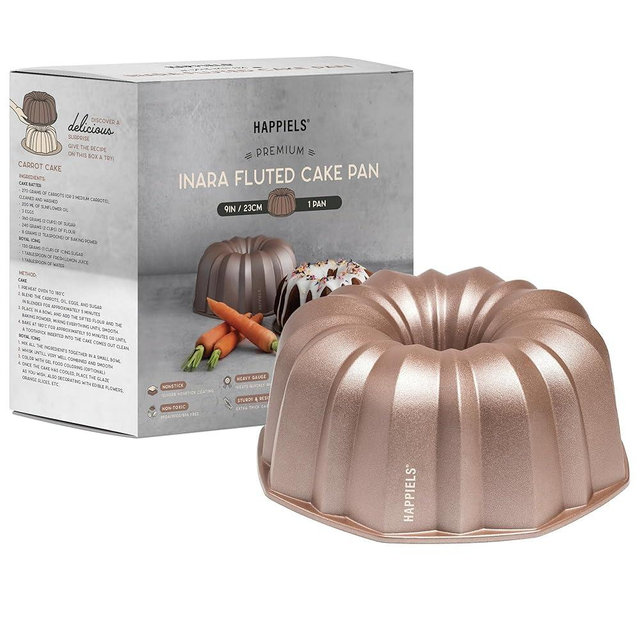 HAPPIELS INARA 10 Cup Fluted Tube Cake Pan Nonstick, PFOA Free Fluted Cake Pan for Baking, Pound Cake Mold for Oven, Cake Molds And Cake Pans, Tube Mold, Pound Tin