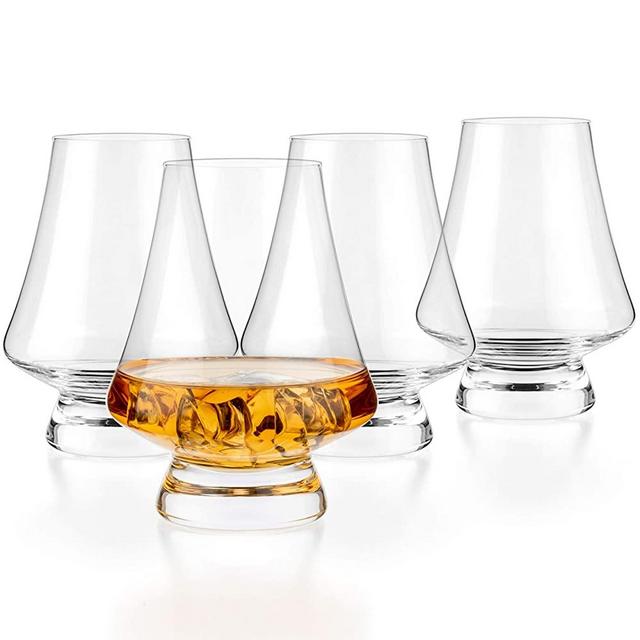 Luxbe - Bourbon Whisky Crystal Tasting Glass Snifter, Set of 4 - Classic Tasting Glasses with Narrow Rim - Handcrafted - Good for Cognac Brandy Scotch - 7-ounce/200ml