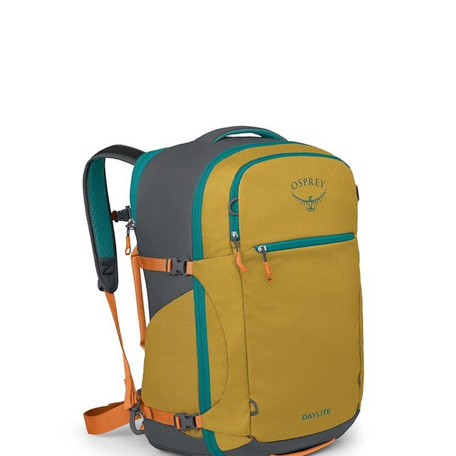 Osprey Daylite 44L Carry-On Travel Pack - Lightweight, Durable Backpack with Streamlined Design - Versatile, Spacious Bag for Weekend Trips or Business, Tumbleweed Yellow/Tunnel Vision