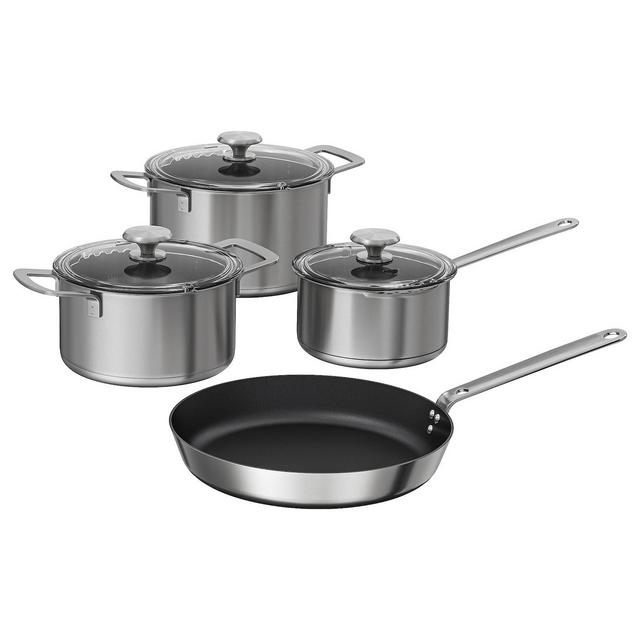 HEMKOMST 7-piece cookware set, stainless steel