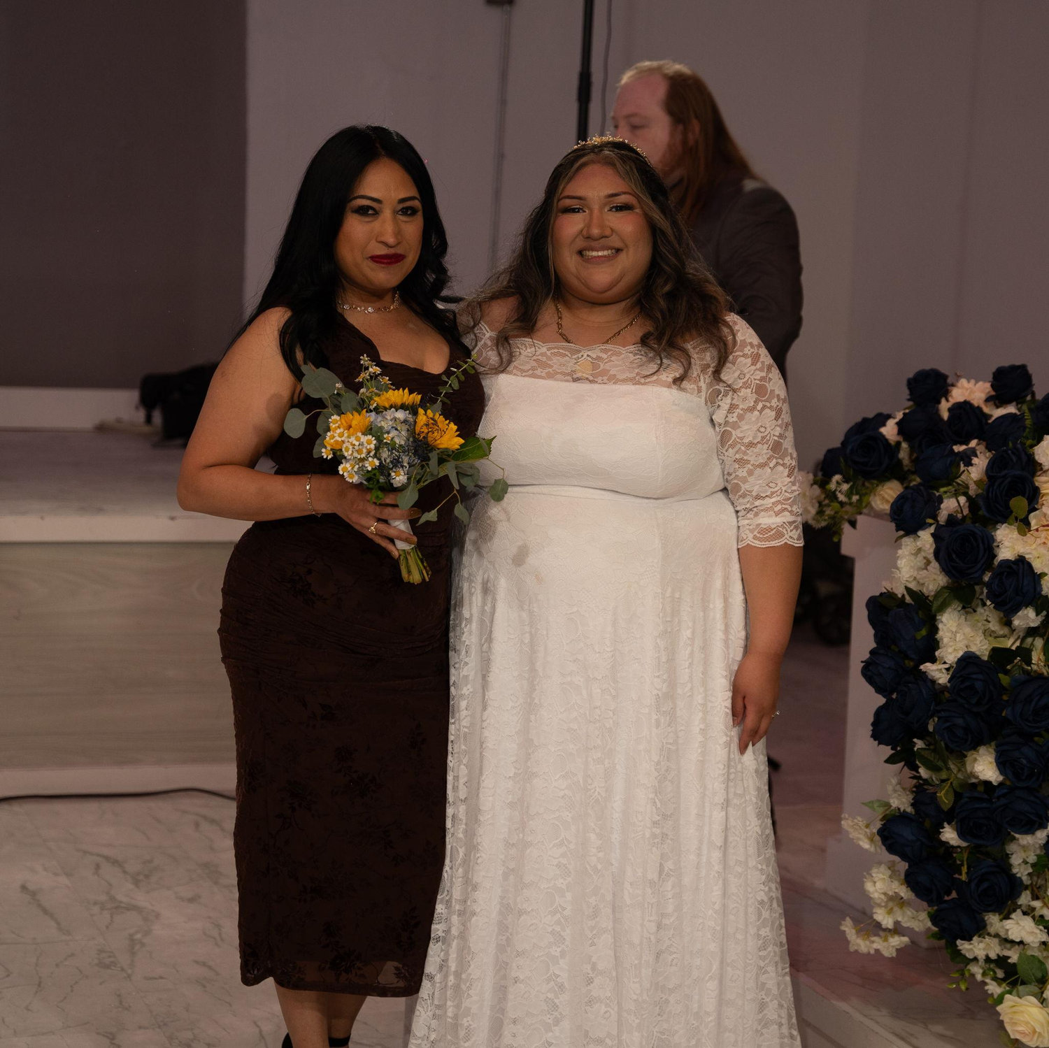 The lucky lady who caught the bouquet