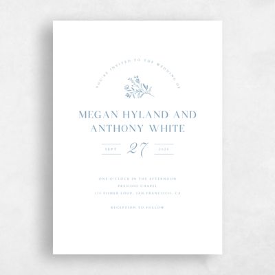 Dusty Blue Wedding Invitation - Bellisi Portrait