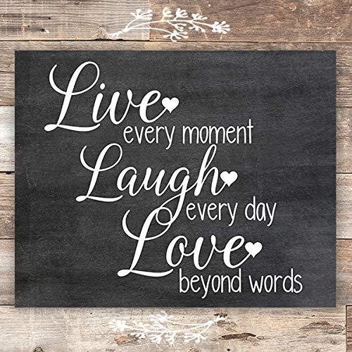 Live Laugh Love Chalkboard Quote Art Print - Unframed - 8x10