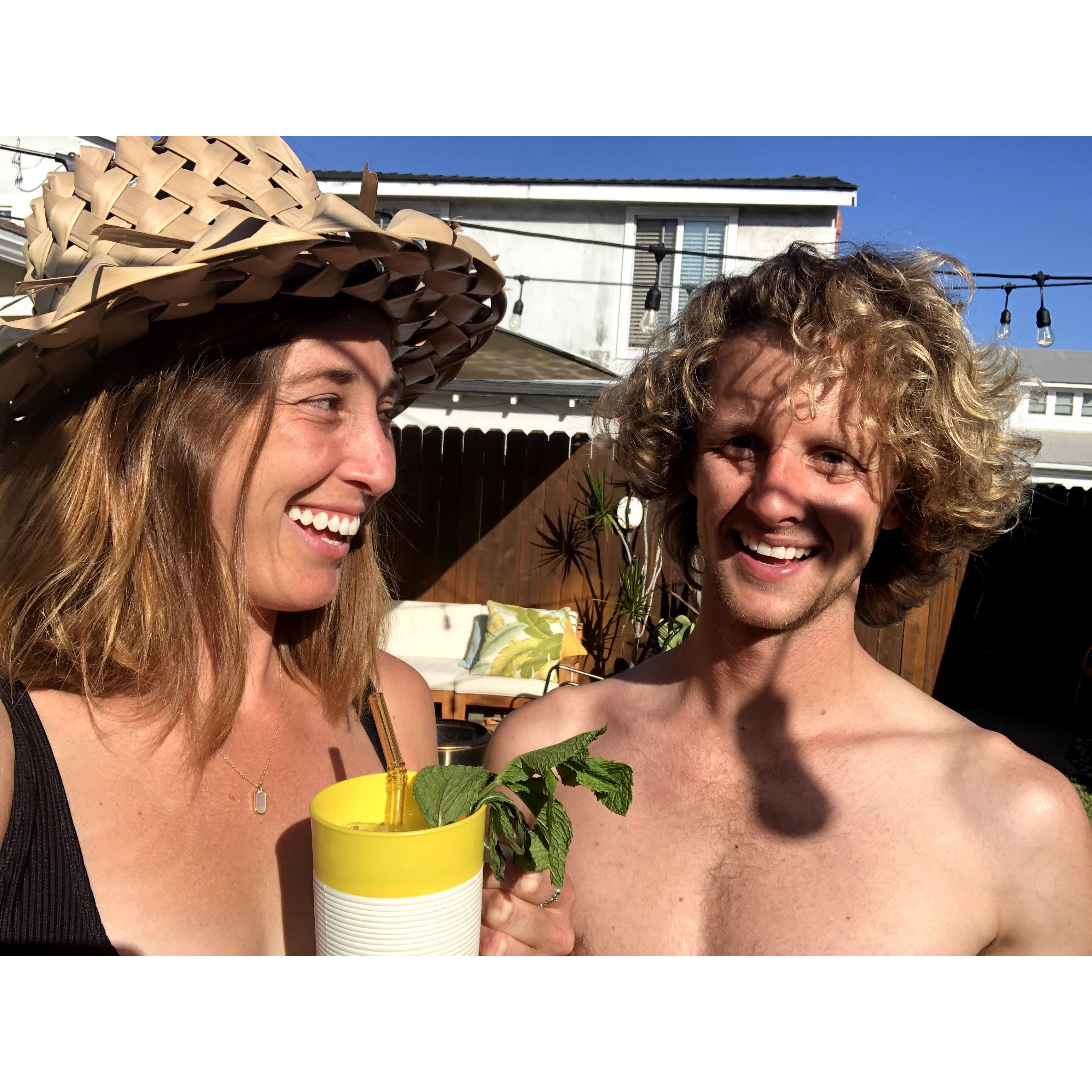 Quarantine. We both grew out our hair. Summer 2020.