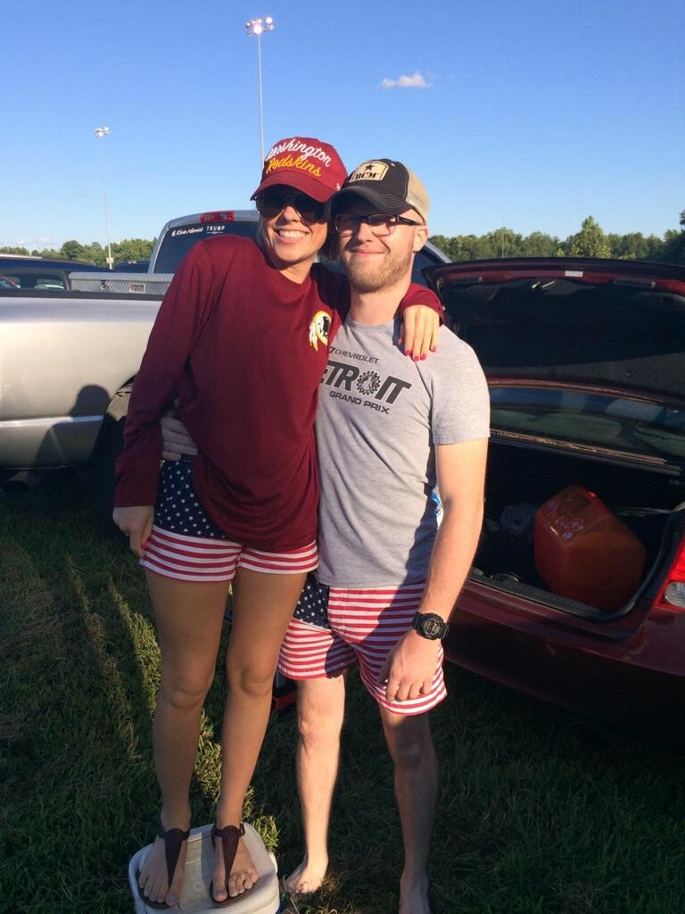 Josh is clearly whipped wearing matching shorts with Meggie at a NASCAR race! You are all welcome to tease him over this!