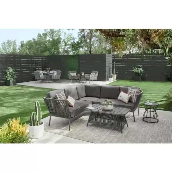 Tolston 3-Piece Wicker Outdoor Patio Sectional Set with Charcoal Cushions