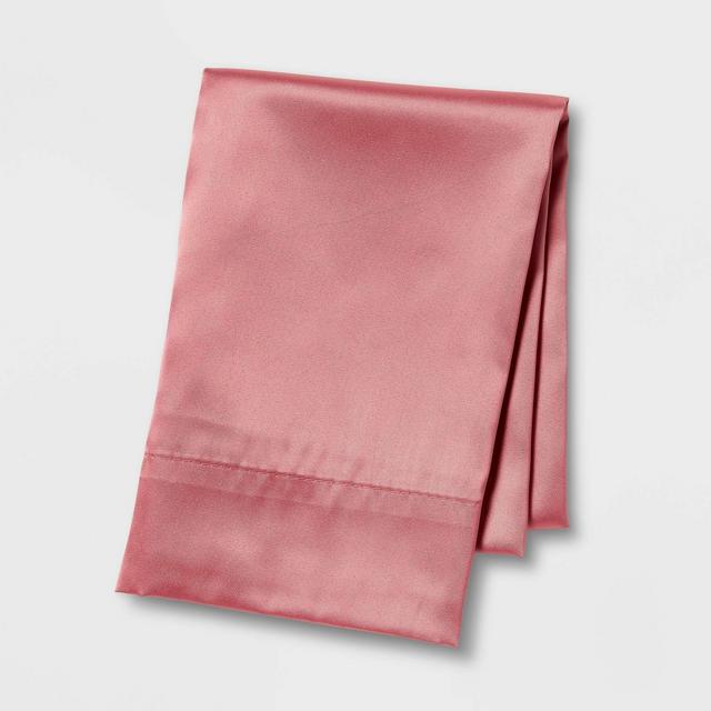 Standard Satin Solid Pillowcase Pink - Room Essentials™