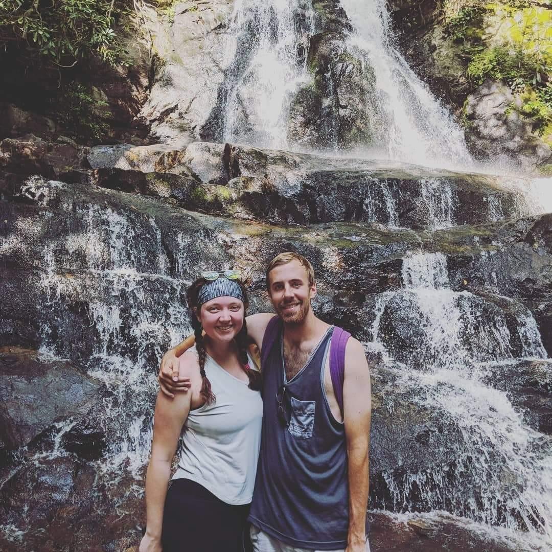 Perry and Jessica love hiking together and finding new waterfalls wherever they go. This is one of the falls they found in the Smokies during their trip in 2018.