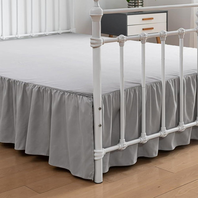 xuan dian King Size Bed Skirt Ruffled Bed Skirt with Split Corners, 18 Inch Drop Dust Ruffle Bed Skirt with Platform, Light Gray (King - 18" Drop)