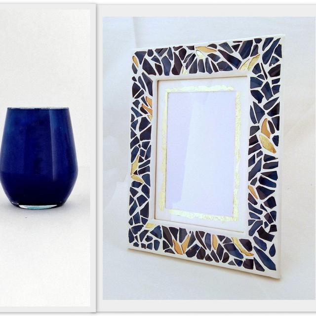 Picture frame made from glass shards created in the final stage of the wedding ceremony