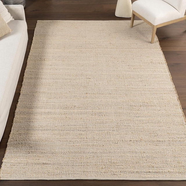 nuLOOM 3x5 Elfriede Jute & Cotton Hand Woven Area Rug, Natural, Solid Rustic Farmhouse Style, Weaved Design, Natural Fiber, For Bedroom, Living Room, Dining Room, Hallway, Office, Entryway