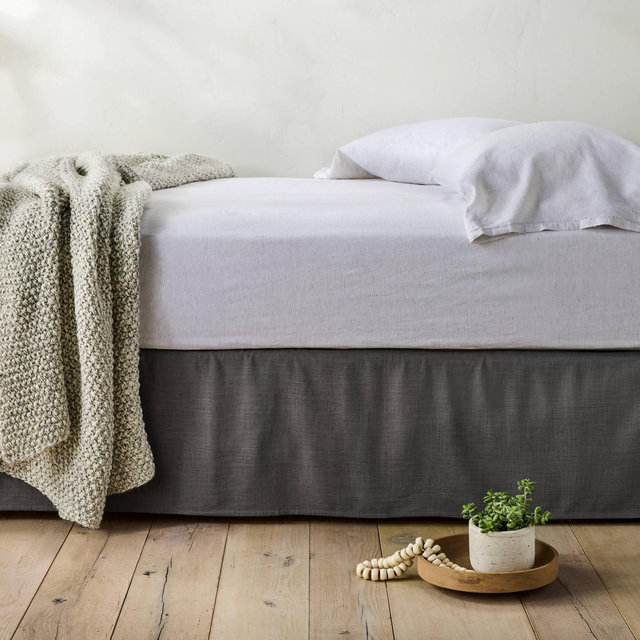 Full/Queen Linen Bed Skirt Gray - Casaluna™