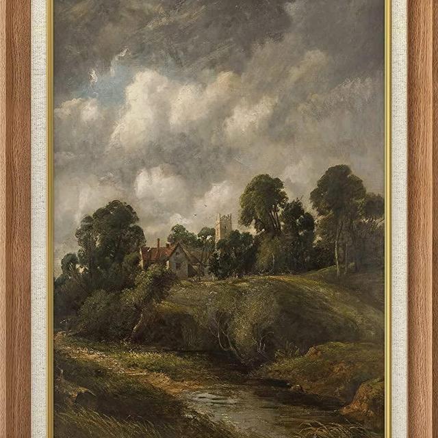 SIGNWIN Premium Frame Art The Glebe Farm by Artist John Constable Classical Historical Illustrations Fine Art Traditional Iconic for Living Room, Bedroom, Office - 25.75"x36" Natural