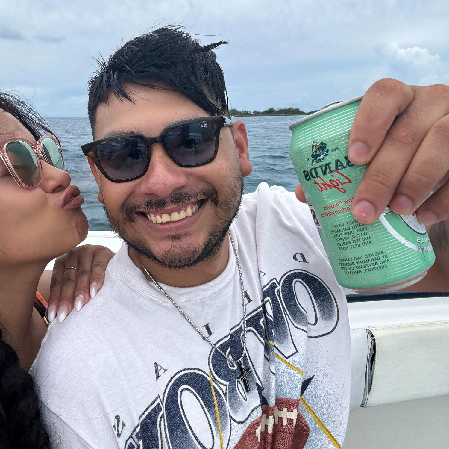 Out on the water for our first cruise—cheers to us and a day swimming with turtles ahead.