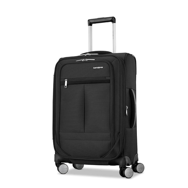 Samsonite Carry-On Soft-Sided Expandable 21-Inch Element Suitcase: Airline Approved for Most Major Airlines, Durable, 360° Spinner Wheels, Adjustable Handle, 2 Front & Side Pocket- Black