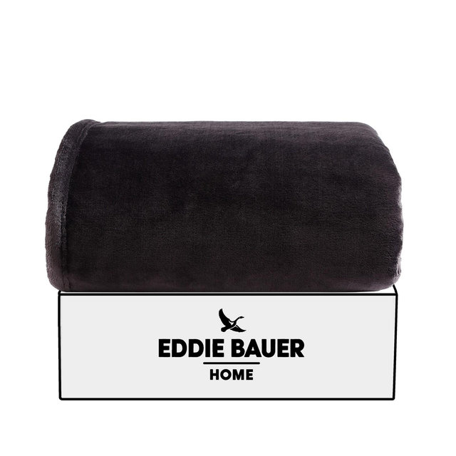 Eddie Bauer Ultra Lux Plush Solid Black Throw Blanket
