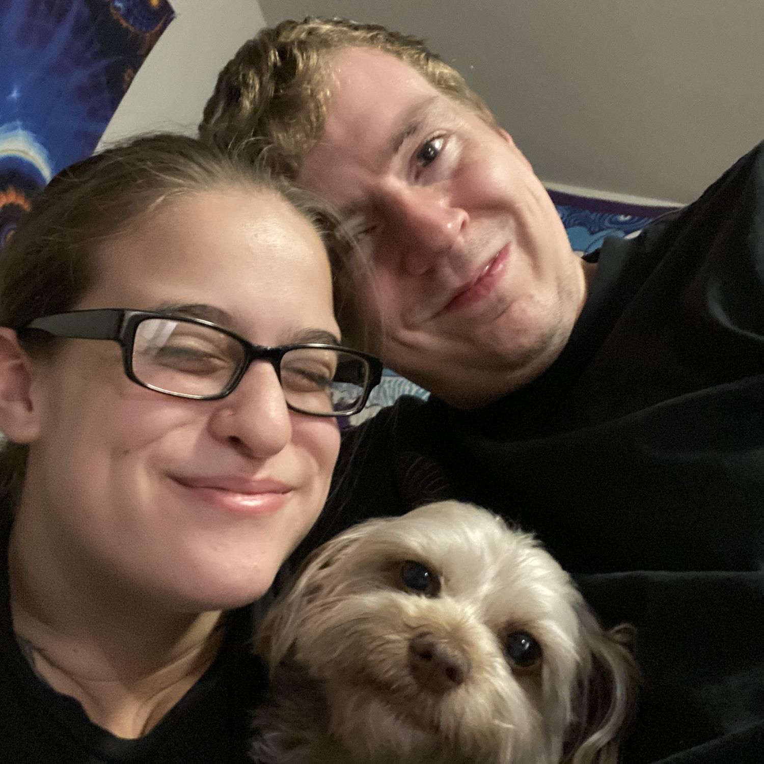 With Tess our puppy. We share custody with Pa (Pat) and Nana (Paige).