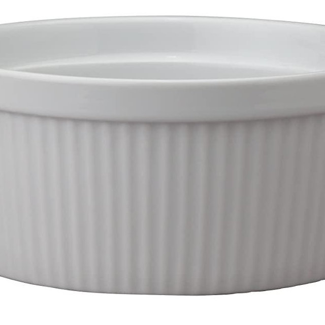HIC Souffle, Fine White Porcelain, 7.5-Inch, 48-Ounce, 1.5-Quarts Capacity