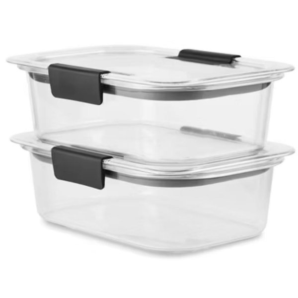 Rubbermaid 3.2 cup 2pk Brillance Food Storage Container: Clear Plastic, Microwave & Freezer Safe, Dishwasher Top-Rack Safe