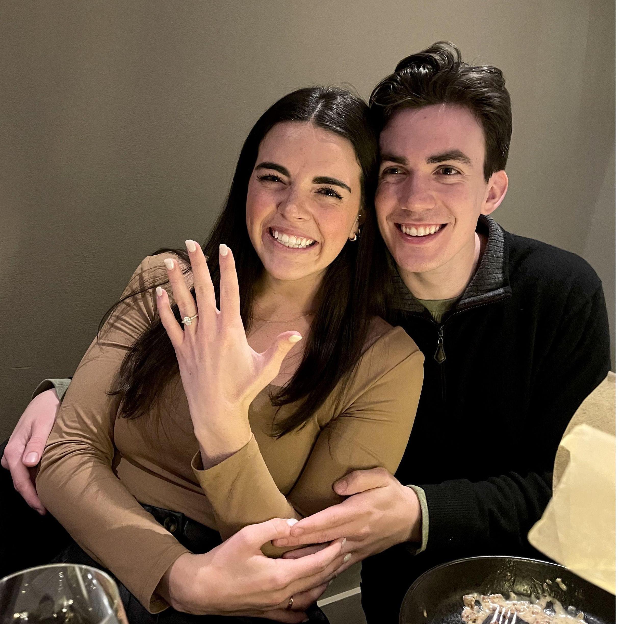 We celebrated our engagement with a surprise dinner with the Malloy and Weber families. Can't stop smiling here.