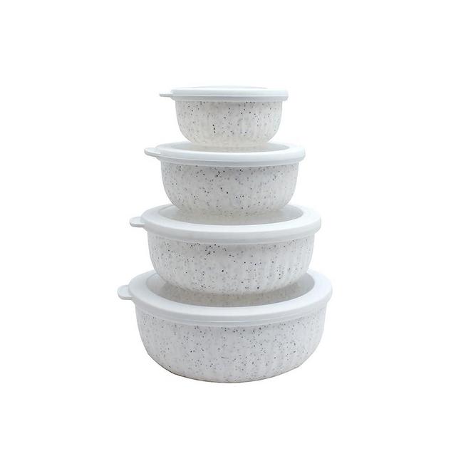 COOK WITH COLOR Prep Bowls - 8 Piece Nesting Plastic Meal Prep Bowl Set with Lids - Small Bowls Food Containers in Multiple Sizes (Speckled White)…