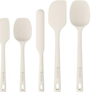 5 Pieces Silicone Spatula Set, Food Grade Rubber Spatula, Upgrade Strong Handle with Ergonomic Grip, Heat Resistant Up to 600°F for Nonstick Cookware, Cooking Candy Series