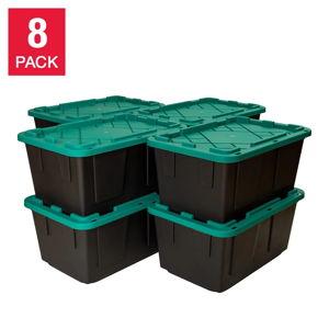 Greenmade 27 Gallon Storage Bin, 8-pack, Green and Black