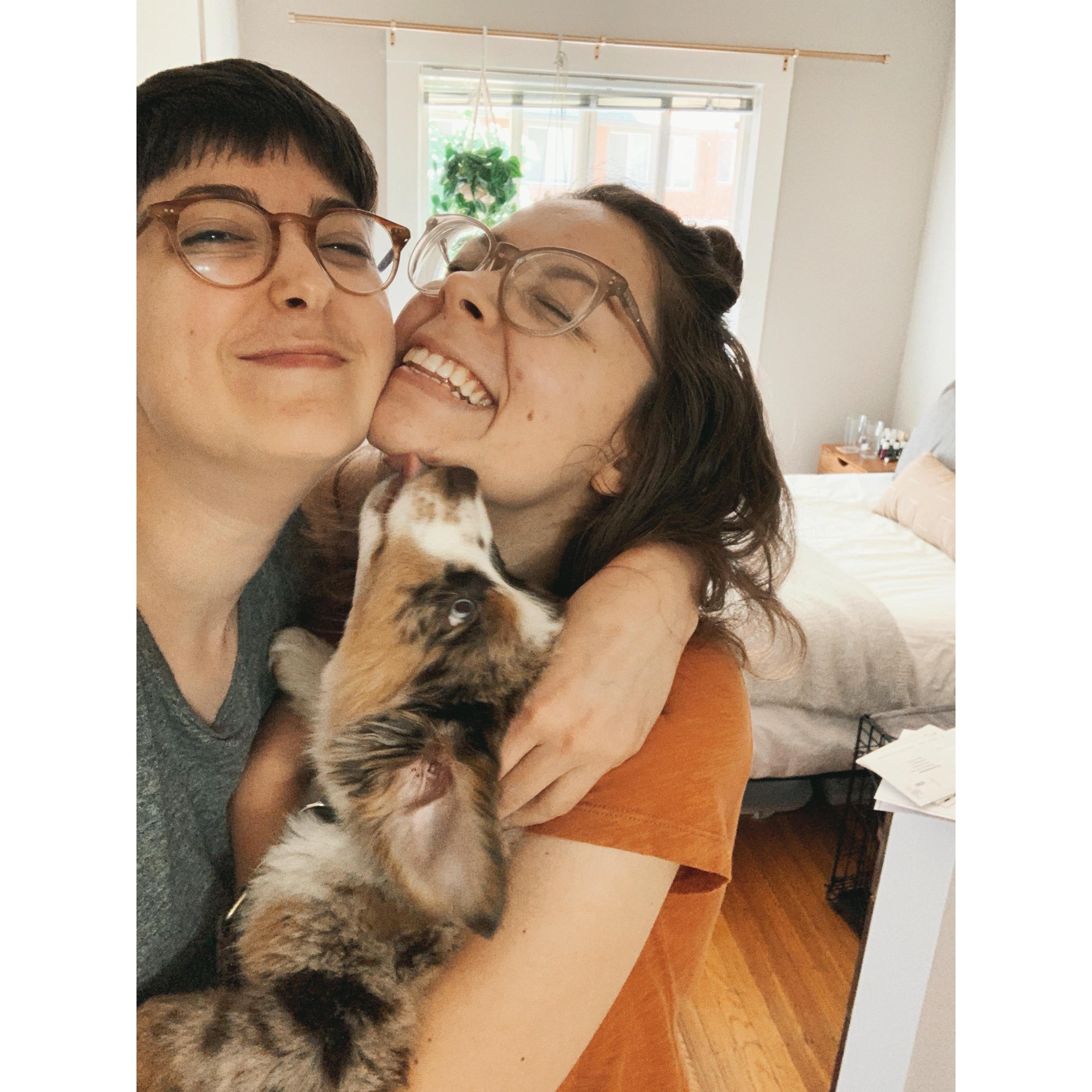 Our most exciting adventure by far was bringing home our dog-ter Frankie in June of 2019. You could call us obsessed.... and you'd be right.