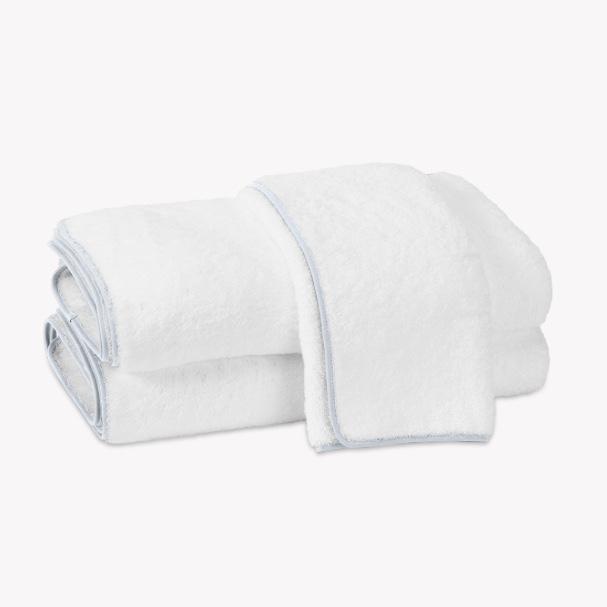 (2) Cairo Towels | Matouk (White & Light Blue)