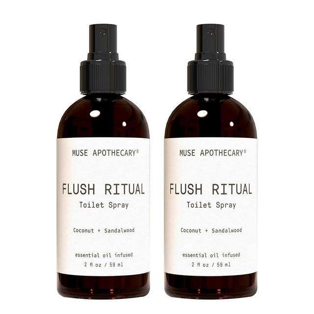Muse Apothecary Flush Ritual - Aromatic & Refreshing Toilet Spray, Use Before You Go, 2 oz, Infused with Natural Essential Oils - Coconut + Sandalwood, 2 Pack