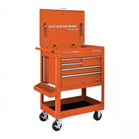 30 in. 5 Drawer Orange Mechanic's Cart