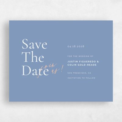 Denim Blue Wedding Save the Date - Violetta Landscape