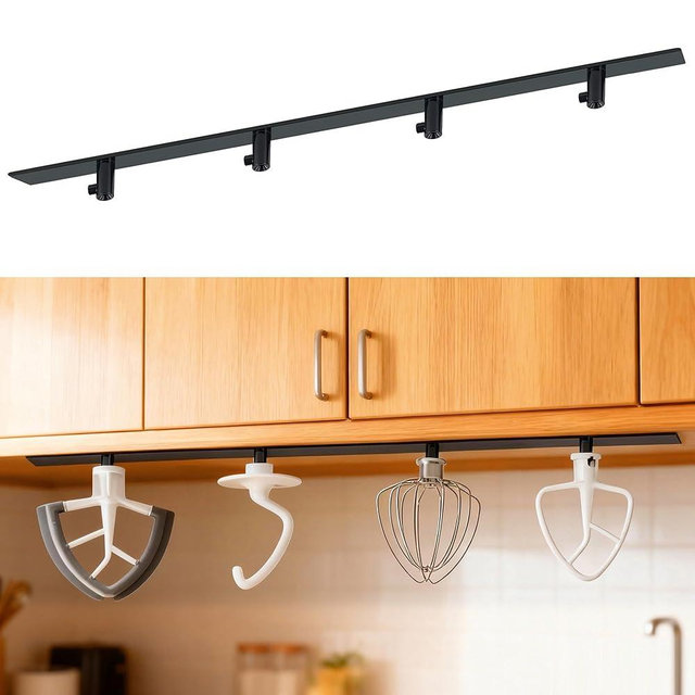 KIDOT 4 Pcs Stand Mixer Attachment Holders Compatible with Kitchen Aid Mixer Accessories, Mixer Beater Scraper Hanging Holders Storage Organizer, Securely Holds 4 Mixer Attachments Space Saver, Black