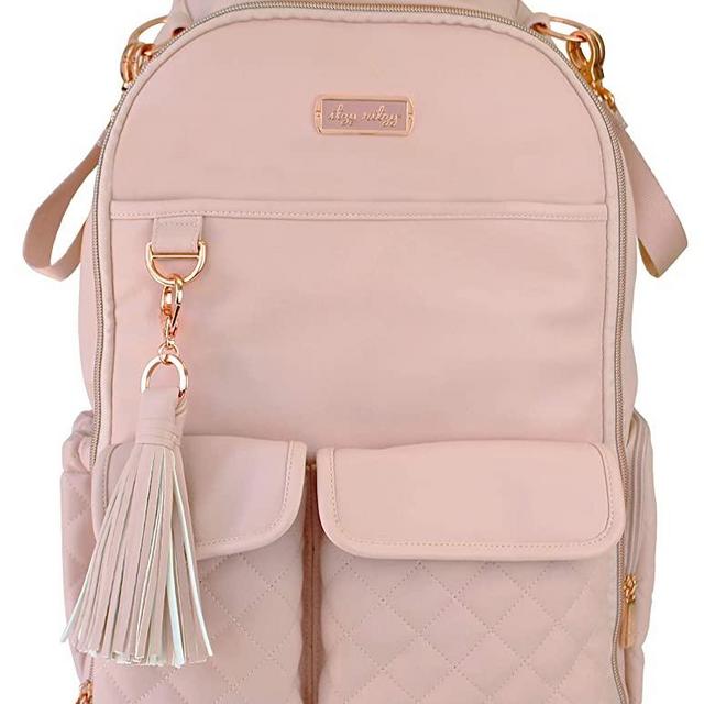 Itzy Ritzy Diaper Bag Backpack – Large Capacity Boss Backpack Diaper Bag Featuring Bottle Pockets, Changing Pad, Stroller Clips and Comfortable Backpack Straps, Blush