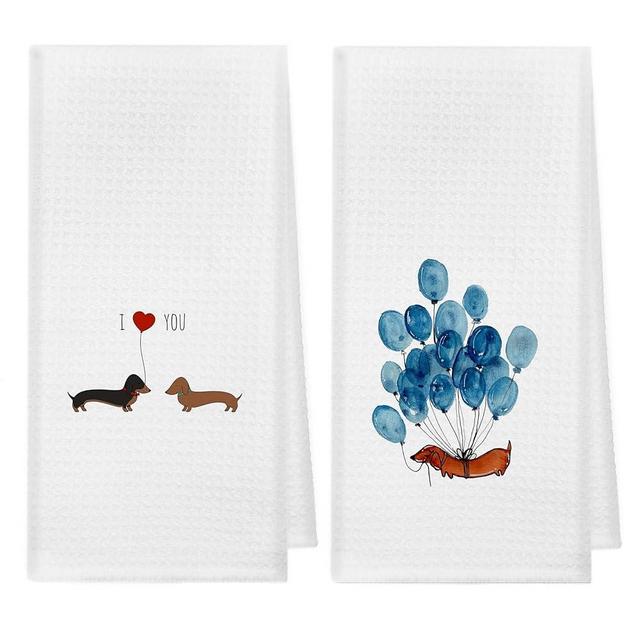 kunlisa Dachshund Kitchen Towels,Dishcloths 16×24 Inch and Black and Tan Dachshund Kitchen Towels,Funny Sausage Dog Hand Dish Tea Towel for Kitchen Decor,Dachshund Mom Gifts,Set of 2