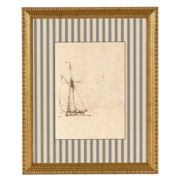 Vintage Sailboat Sketch II - Framed - 8 x 10" - Historical Art, Home Decor, STEM Art, Boys Room