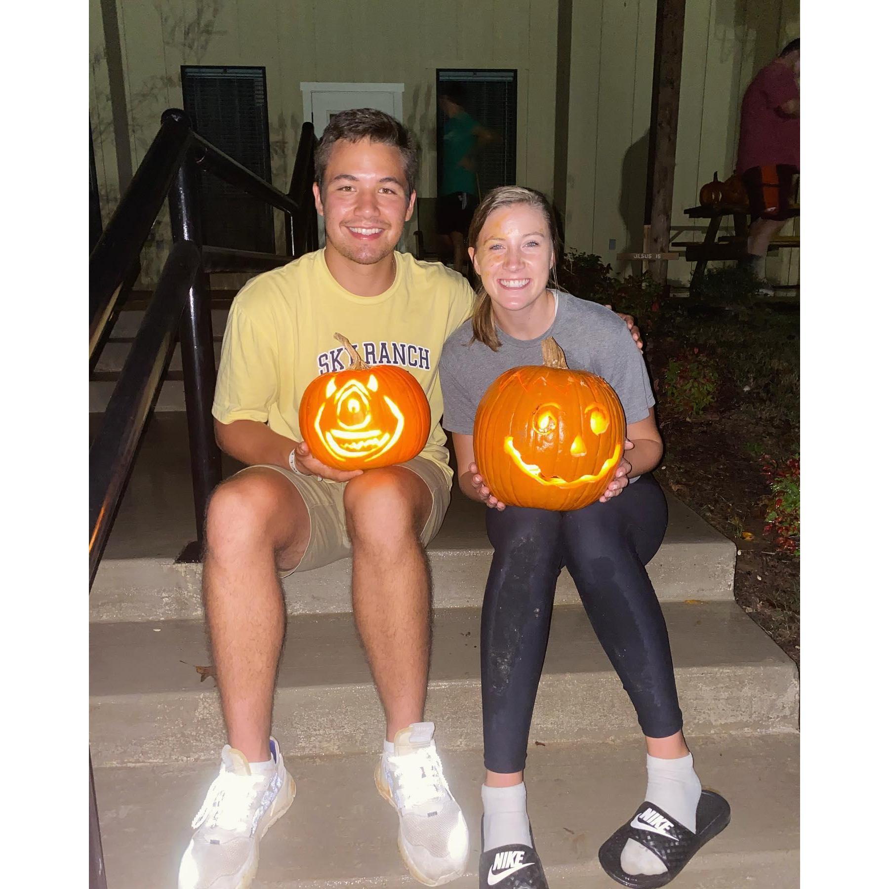 My jack-o'-lantern was voted the best and we had a pumpkin guts war.