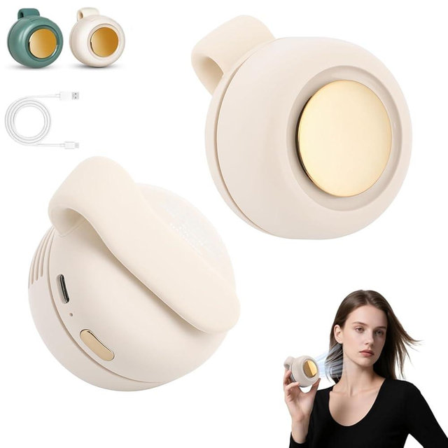 Portable Silent Mini Bladeless Fan Clip On, 2025 New Adjustable 3-Speed Suspended Waist Fans, 360° Rotatable, Suitable for Outdoor & Travel & Office,Travel Accessories (White)